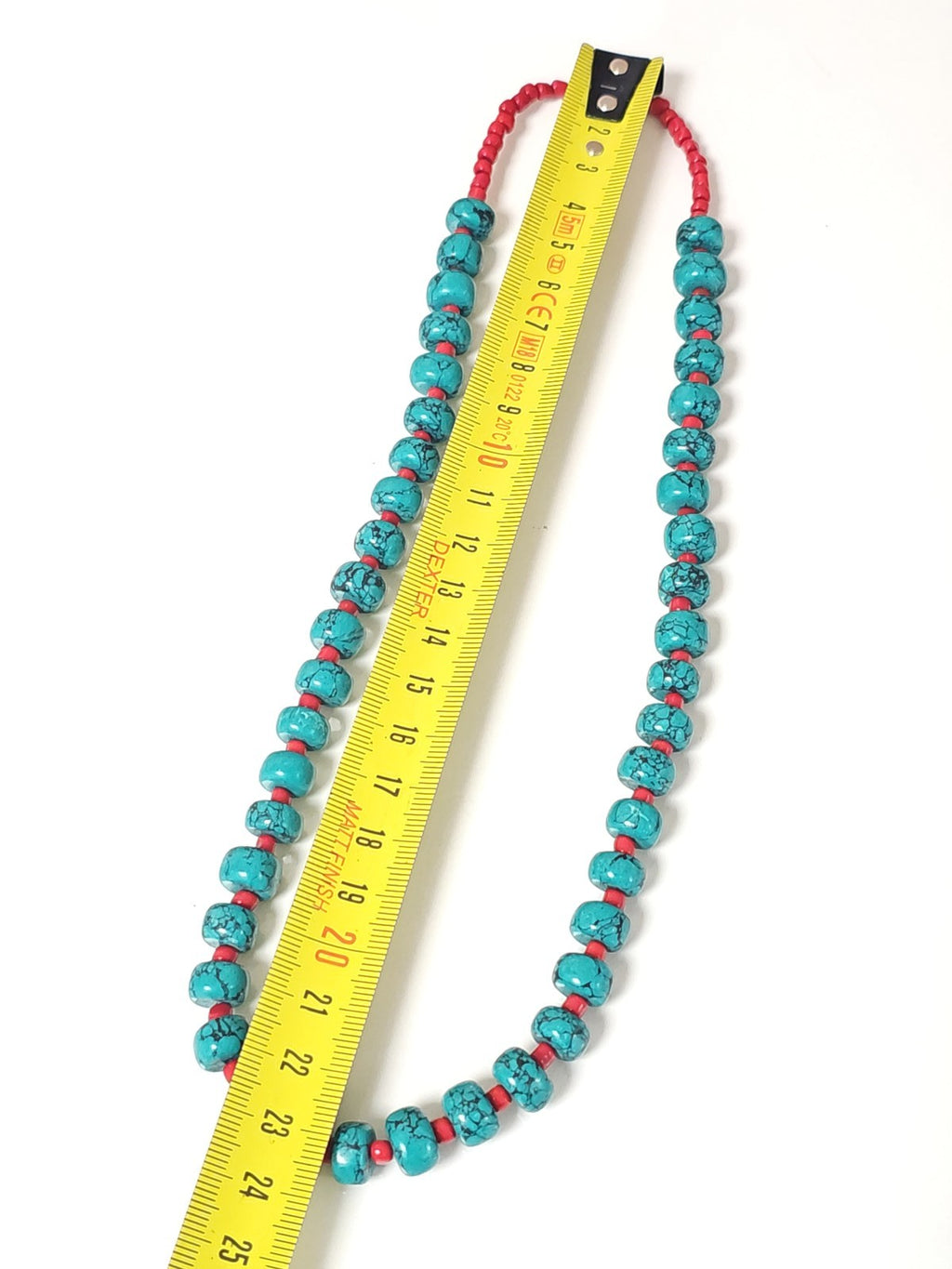 Collier tibétain perles turquoise corail 49g bijou ethnique artisanal femme
