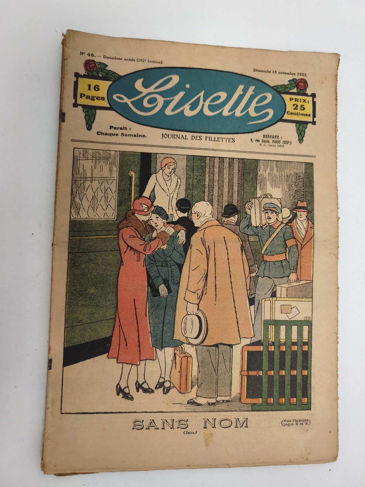 Journal ancien Lisette 1932, illustré, couverture Sans Nom, vintage presse fille