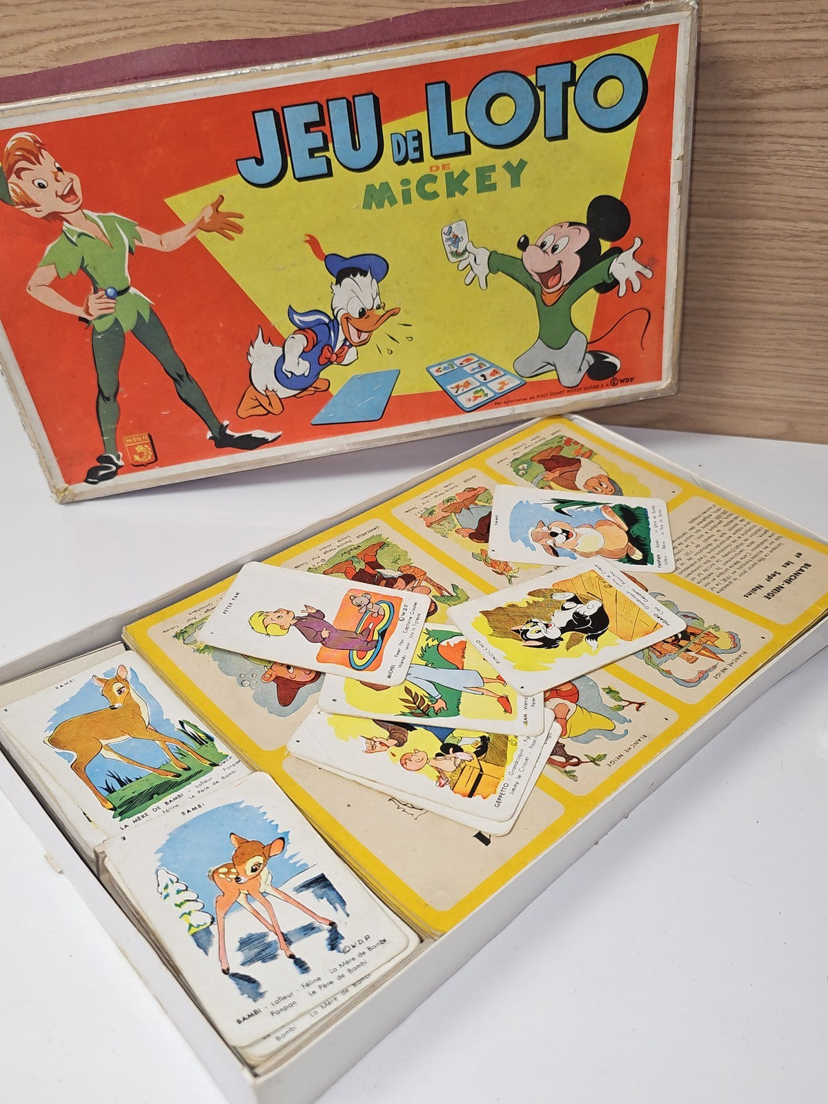 Jeu de loto Disney occasion avec Mickey, Cendrillon, Peter Pan, Blanche Neige
