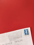 Enveloppe philatélie oblitérée timbre bleu Marianne, cachet Cagnes-sur-Mer