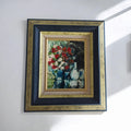 Tableau ancien signé Montaggioni fleurs nature morte cadre doré 32x28 cm peintur