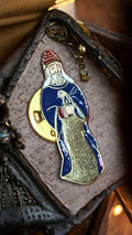 Pin's Vintage Roi Mage émaillé bleu doré ? Collection rare, souvenir religieux