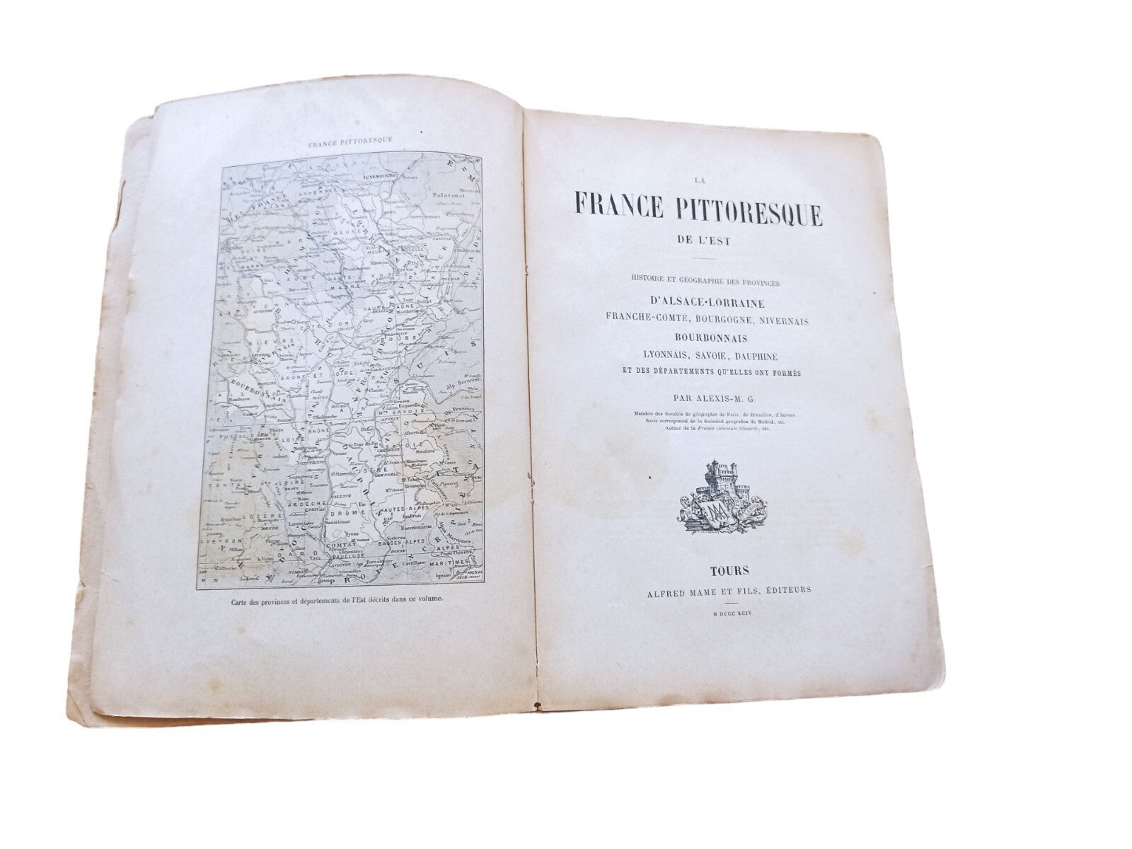 Livre ancien La France Pittoresque Alsace-Lorraine gravures XIXe Tours