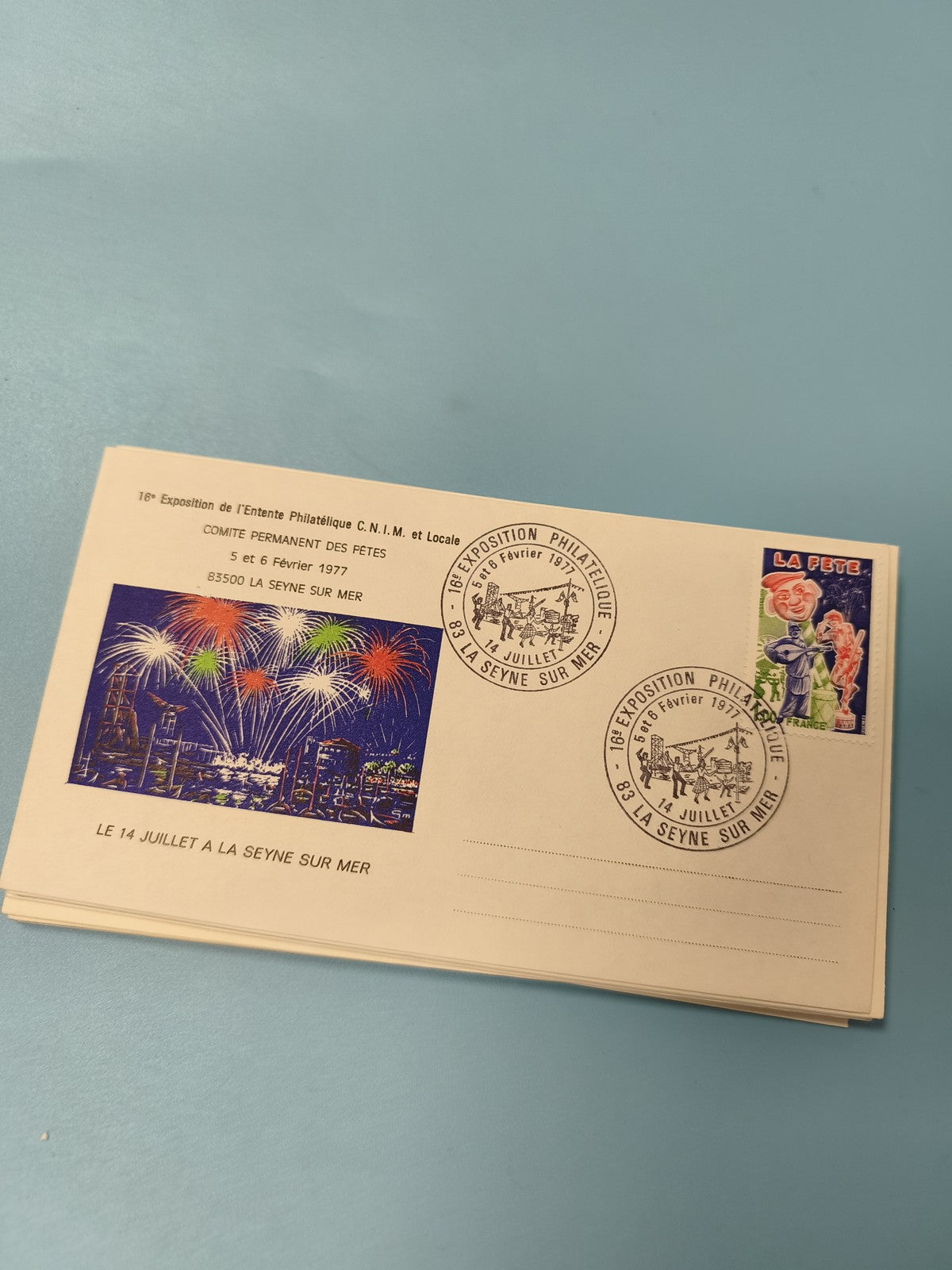 Ancienne enveloppe philatélie 1977 La Seyne-sur-Mer feu d?artifice timbre