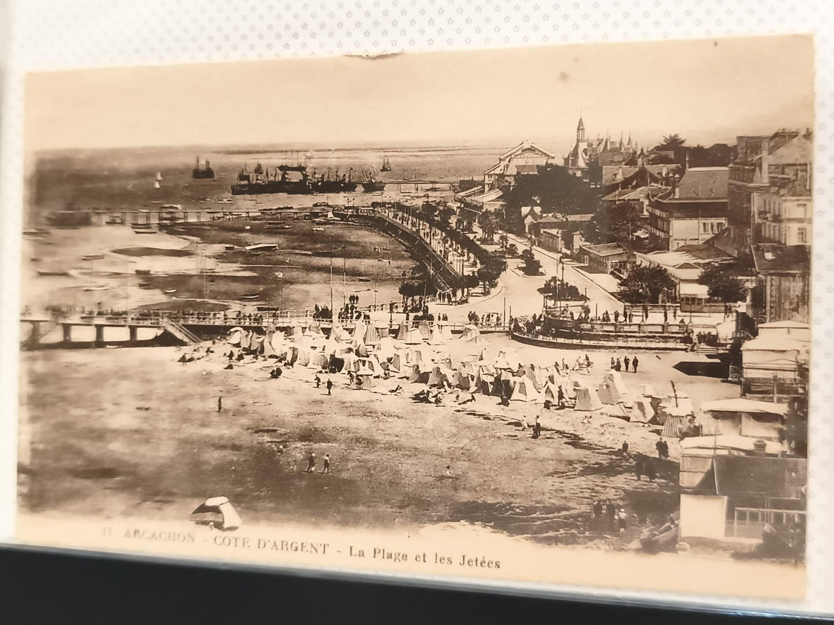 Carte postale ancienne Arcachon Côte d’Argent plage jetées CPA vintage