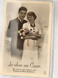 Carte postale ancienne couple rétro, La Joie au Cœur, romance années 30