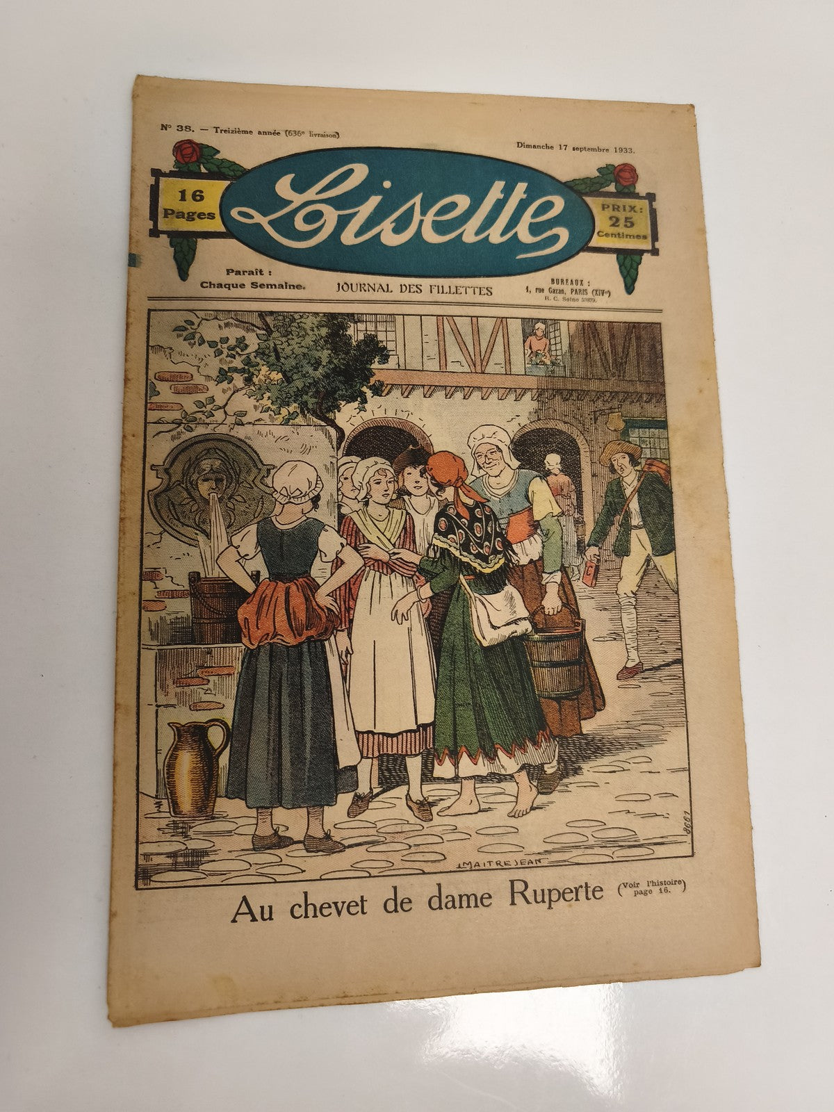 Journal ancien Lisette 1933 illustré, Journal des fillettes, 16 pages vintage