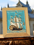 Broche soviétique navire Orel émaillée cadre doré Russie marine
