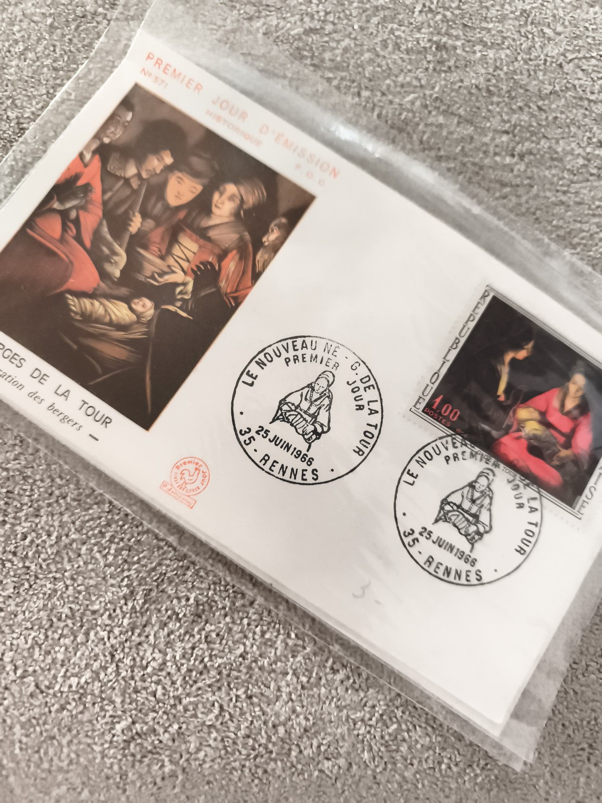 Lettre Premier Jour 1966 Georges de La Tour Rennes philatélie ancien FDC