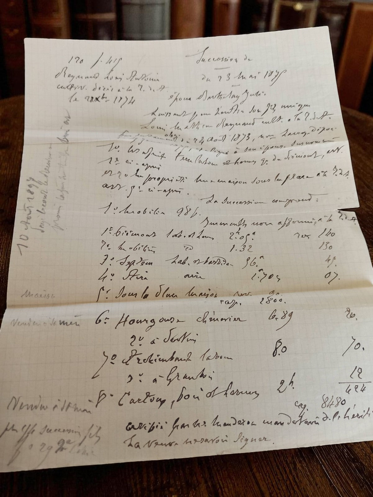 Lettre manuscrite ancienne 1874 écriture d?époque vintage rétro France