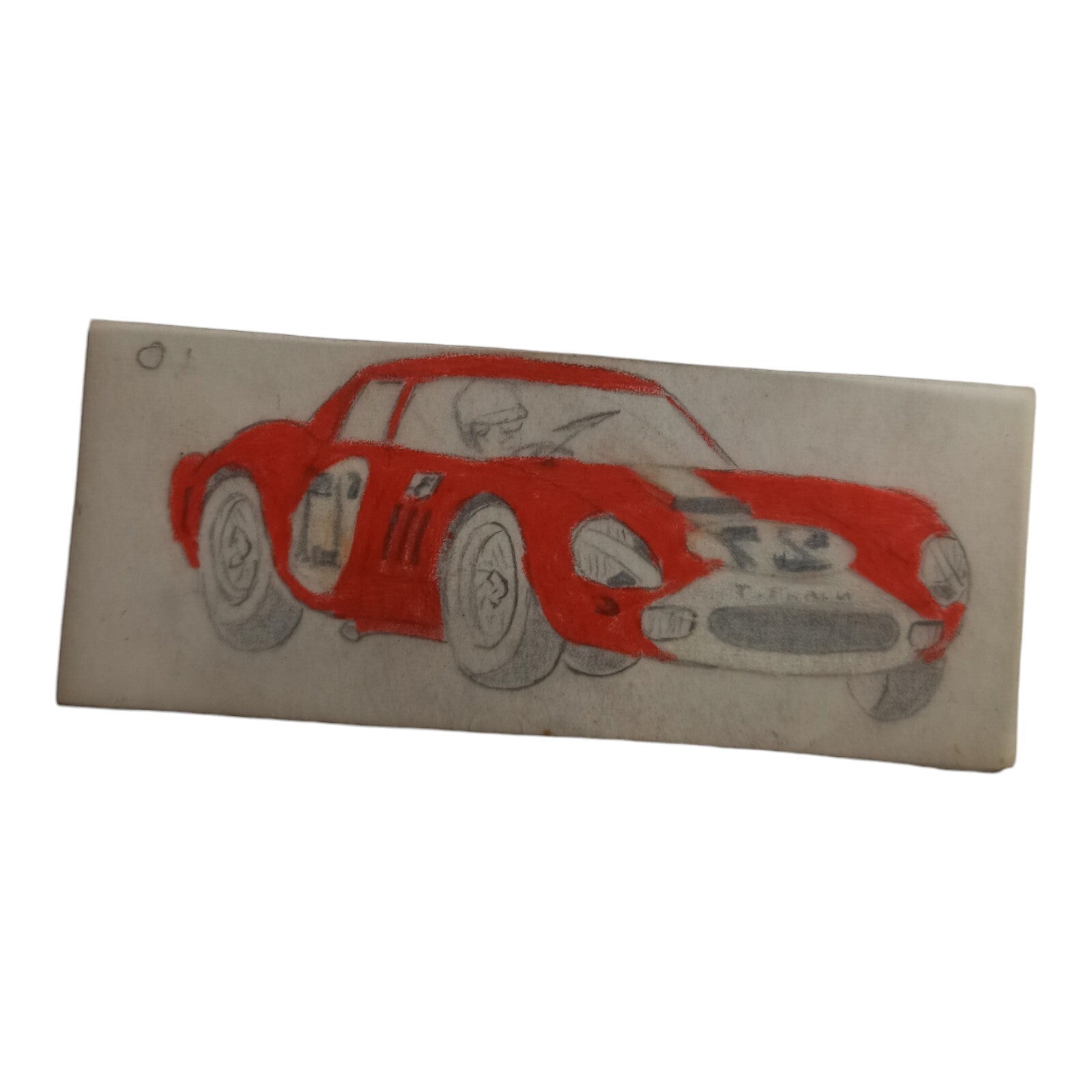 Dessin original voiture Scalextric Dinky Toys calque rouge ancien 10 cm