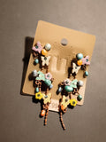 Boucles d’oreilles vintage pendantes papillons fleurs émaillées perles deadstock