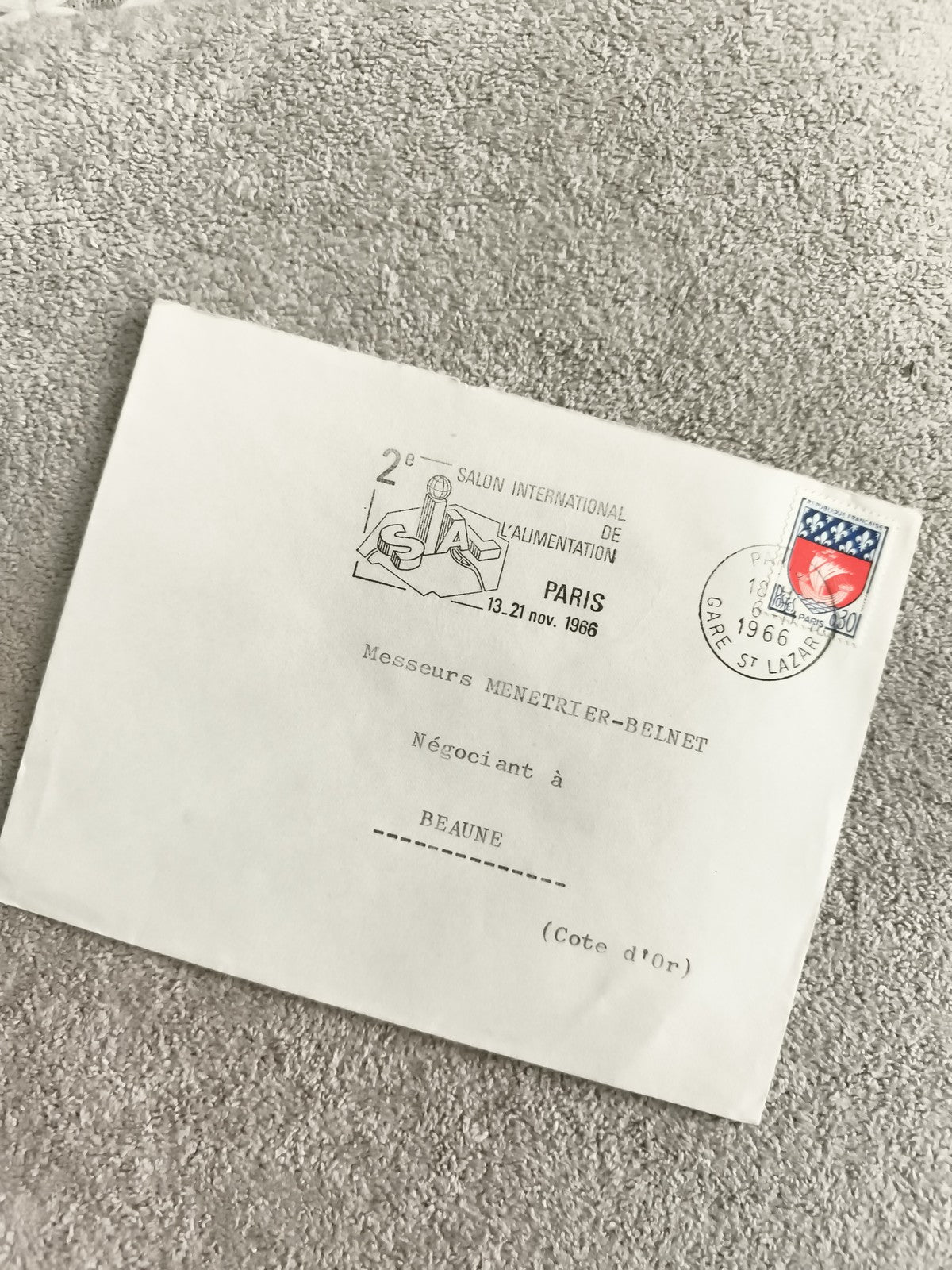 Lettre oblitérée Salon International Alimentation Paris 1966 philatélie cachet