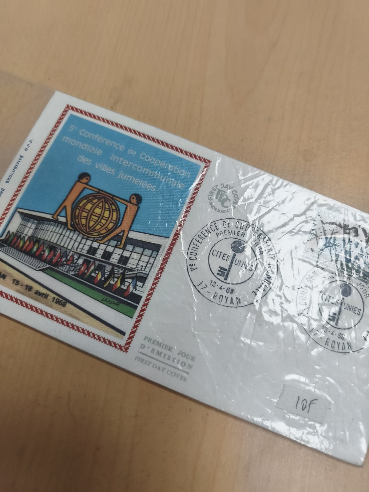 Enveloppe Premier Jour 1968 5e Conférence Coopération Mondiale Villes Jumelées R