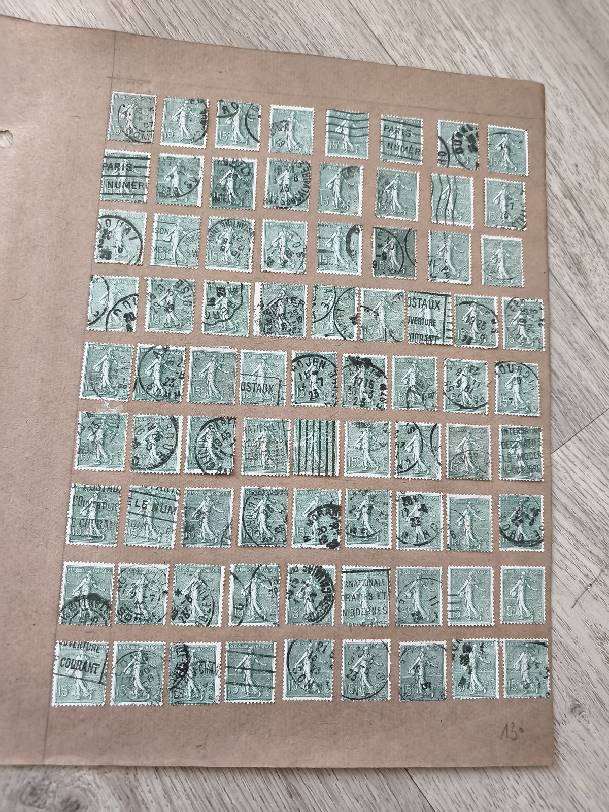 Gros lot anciens timbres étude Marianne 15c vert oblitérés philatélie collection