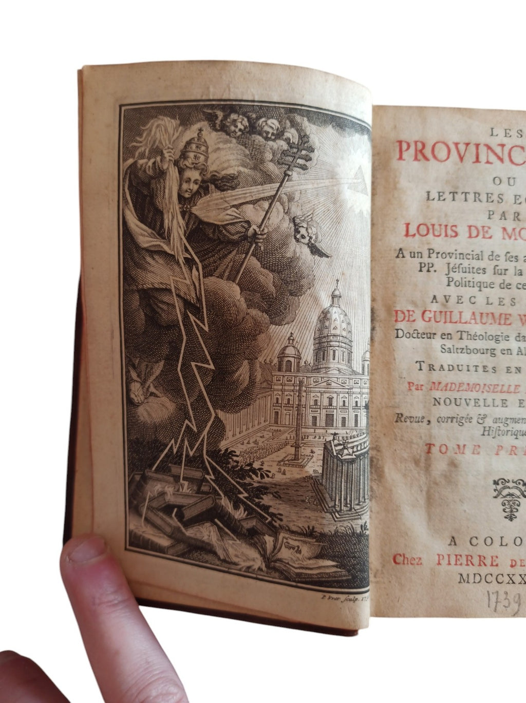 Livres reliés XVIIIe Lettres Provinciales Pascal 4 tomes complet Louis de Montal