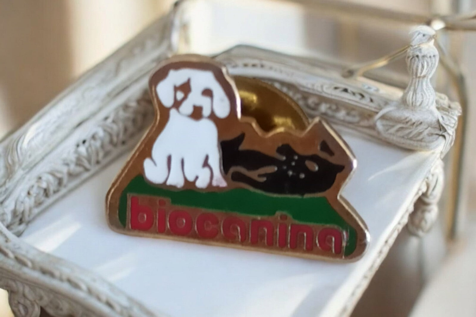 Pin's Biocanine vintage chien chat logo animalier rare édition collector