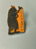 Pin's vintage CLAM insecte mascotte émaillé jaune rétro collection (Ref 5)