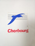 Vintage grand autocollant publicitaire ancien Cherbourg rétro collection déco
