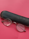 Lunettes de vue anciennes monture métal ovale + étui vintage rétro XIXe