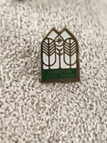 Pin's vintage Creston British Columbia émail vert blanc, badge ancien Canada (Re