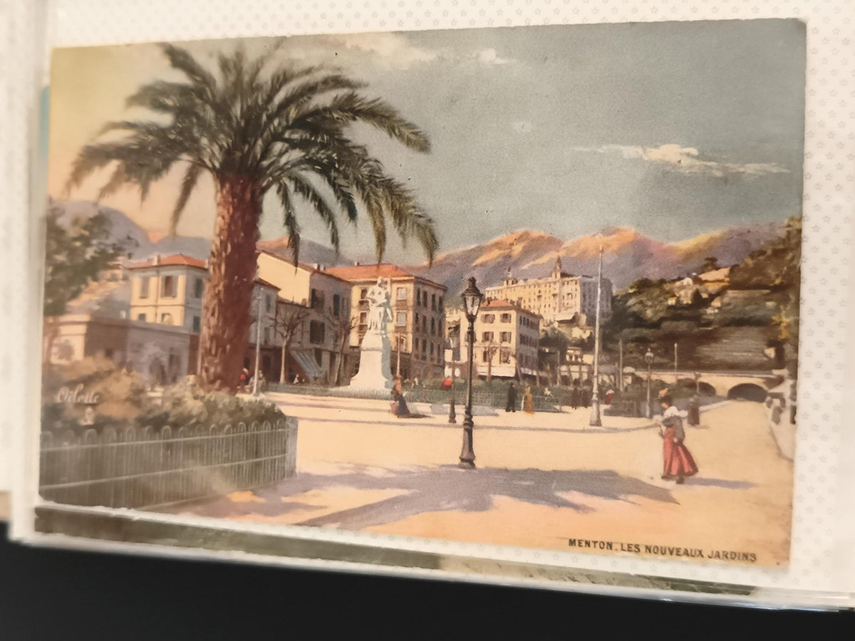 Carte postale ancienne Menton Les Nouveaux Jardins CPA illustrée vintage