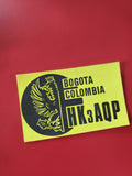 Carte radio HK3AQP Bogota Colombia jaune noir, indicatif radioamateur