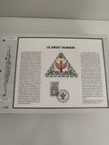 Feuillet philatélique CEF Le Droit Humain franc-maçonnerie timbre France