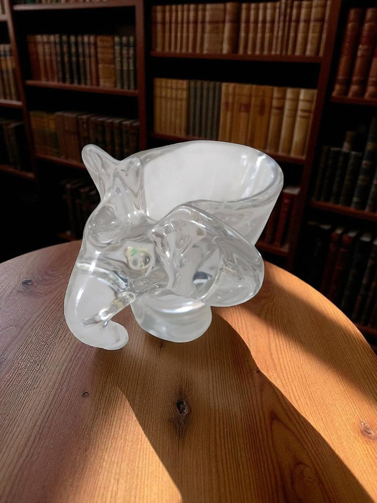 Skulptur Elefant Kristall signiert Vannes, alte Vintage Art Déco Dekoration