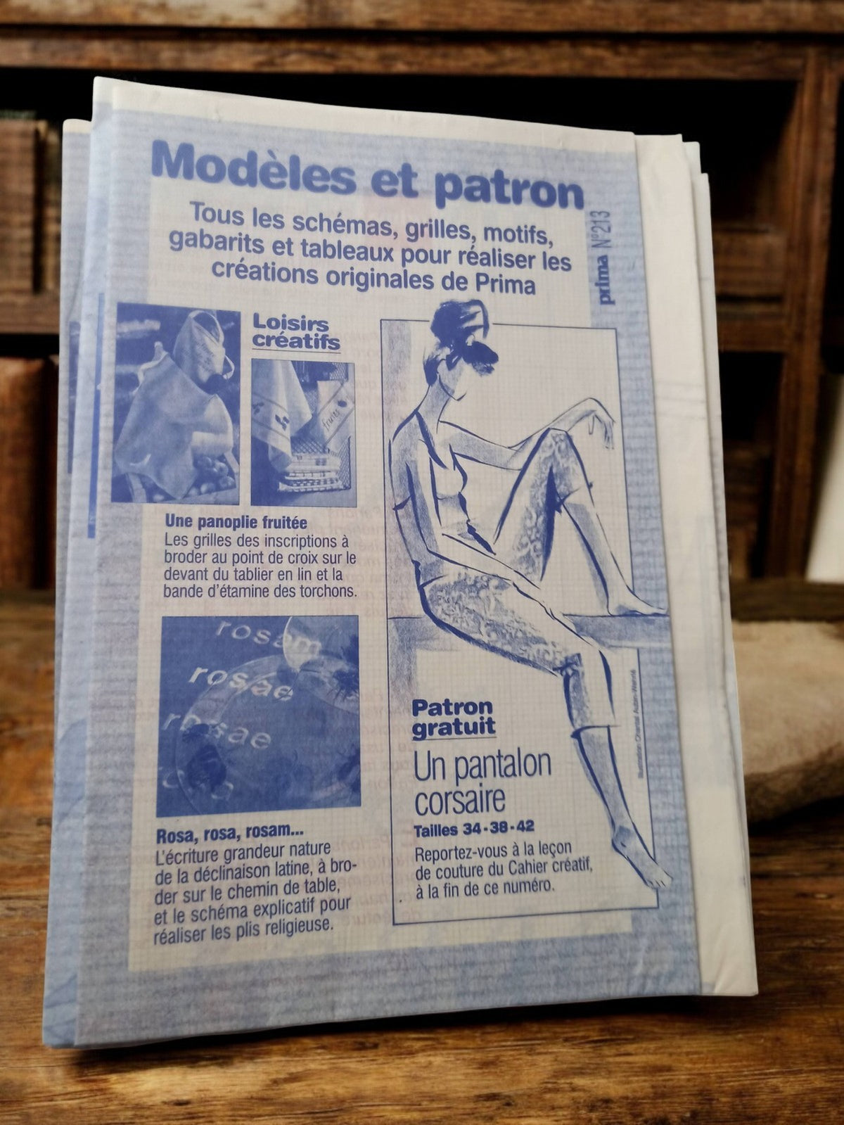 Patron couture vintage Prima N°213 pantalon corsaire rétro ancien années 80
