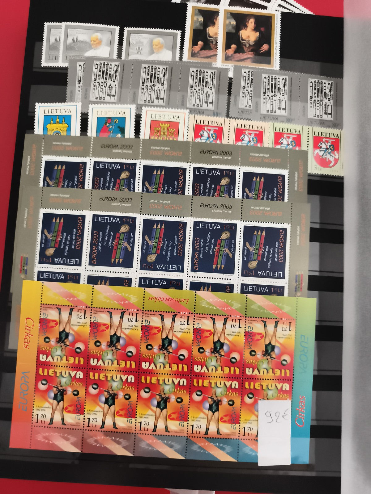 Timbres Lituanie neufs, blocs Europa 2003, Cirque, thématiques diverses philatél