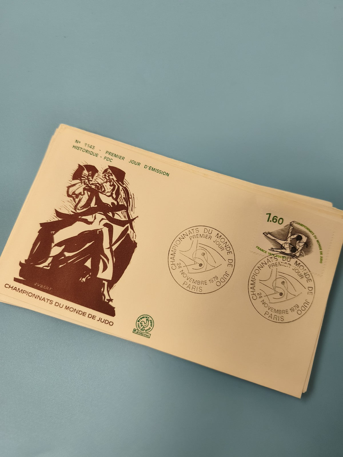Enveloppe philatélie FDC premier jour d?émission Judo Paris avec illustration