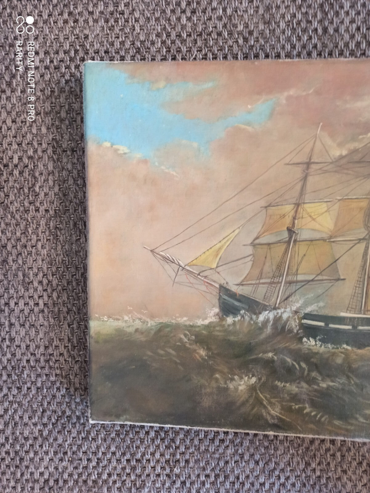 Peinture marine voilier signée Bernot toile originale France décor marin