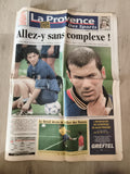 Journal sportif ancien La Provence Coupe du Monde 1998 Zidane France Italie