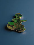 Pin's ancien tank militaire vert, publicitaire vintage rétro armée