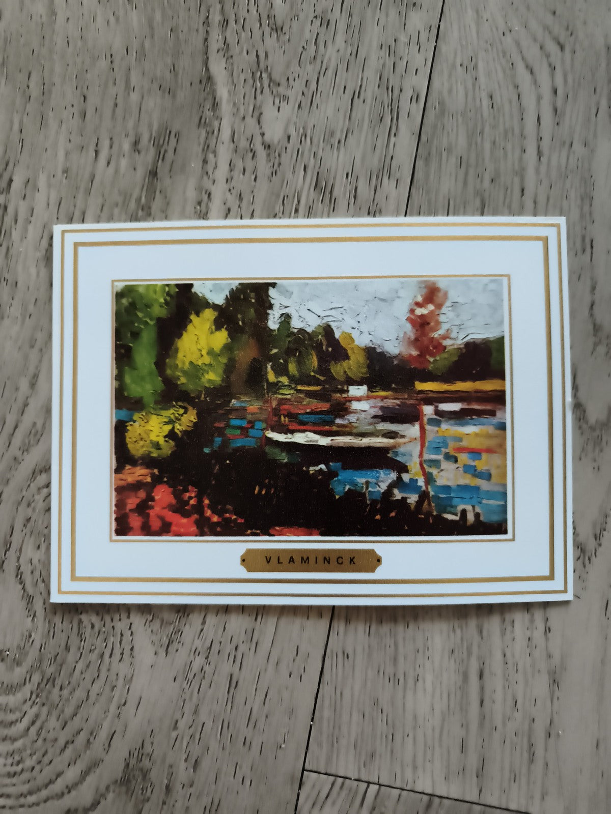 Carte thématique philatélie Vlaminck reproduction paysage cadre doré