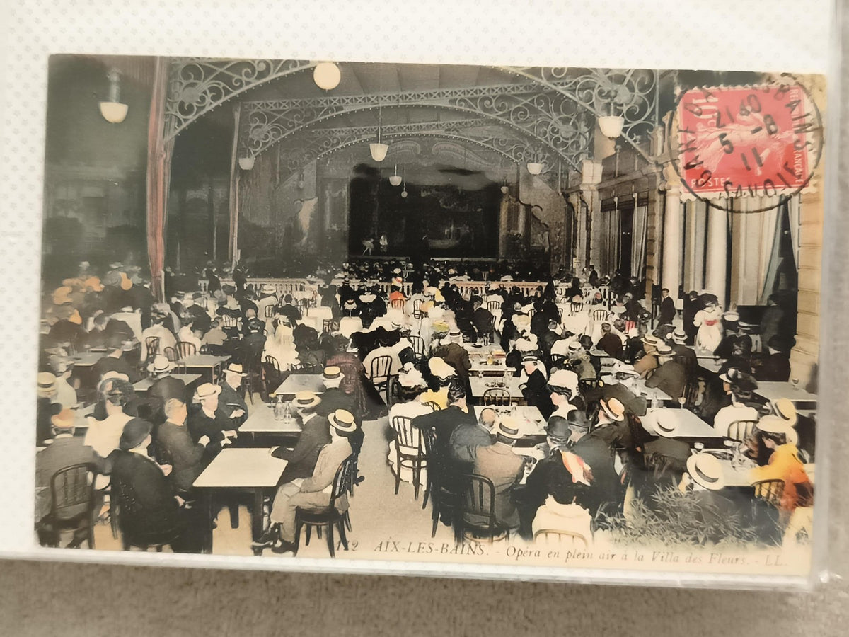 Carte postale ancienne Aix-les-Bains Opéra plein air Villa des Fleurs CPA