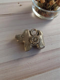 Pendentif vintage chien métal doré motif fleur années 1950 bijouterie rétro