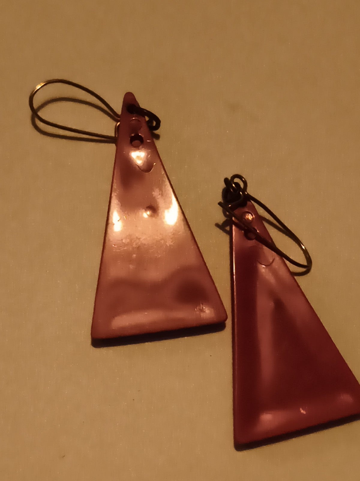 Boucles d’oreilles vintage triangles rouges, pendantes, style rétro années 80