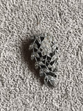 Pince à cheveux ancienne style feuille métal argenté vintage barrette rétro