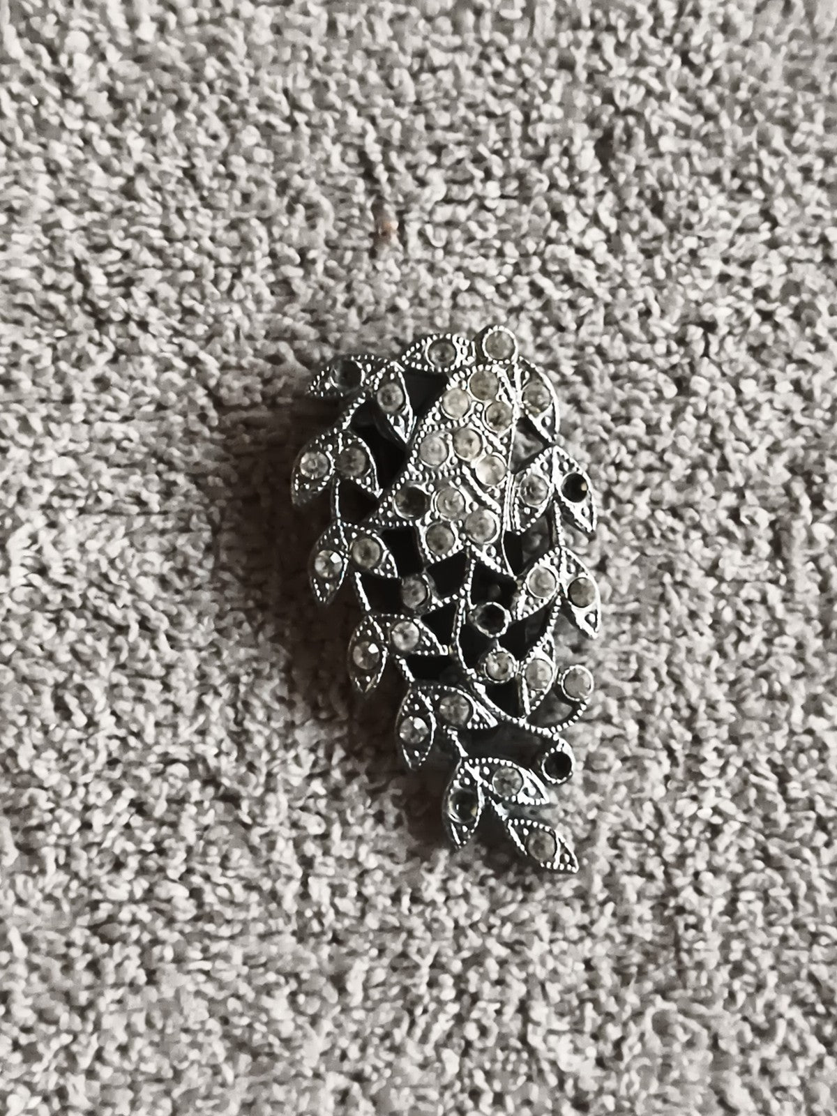Pince à cheveux ancienne style feuille métal argenté vintage barrette rétro