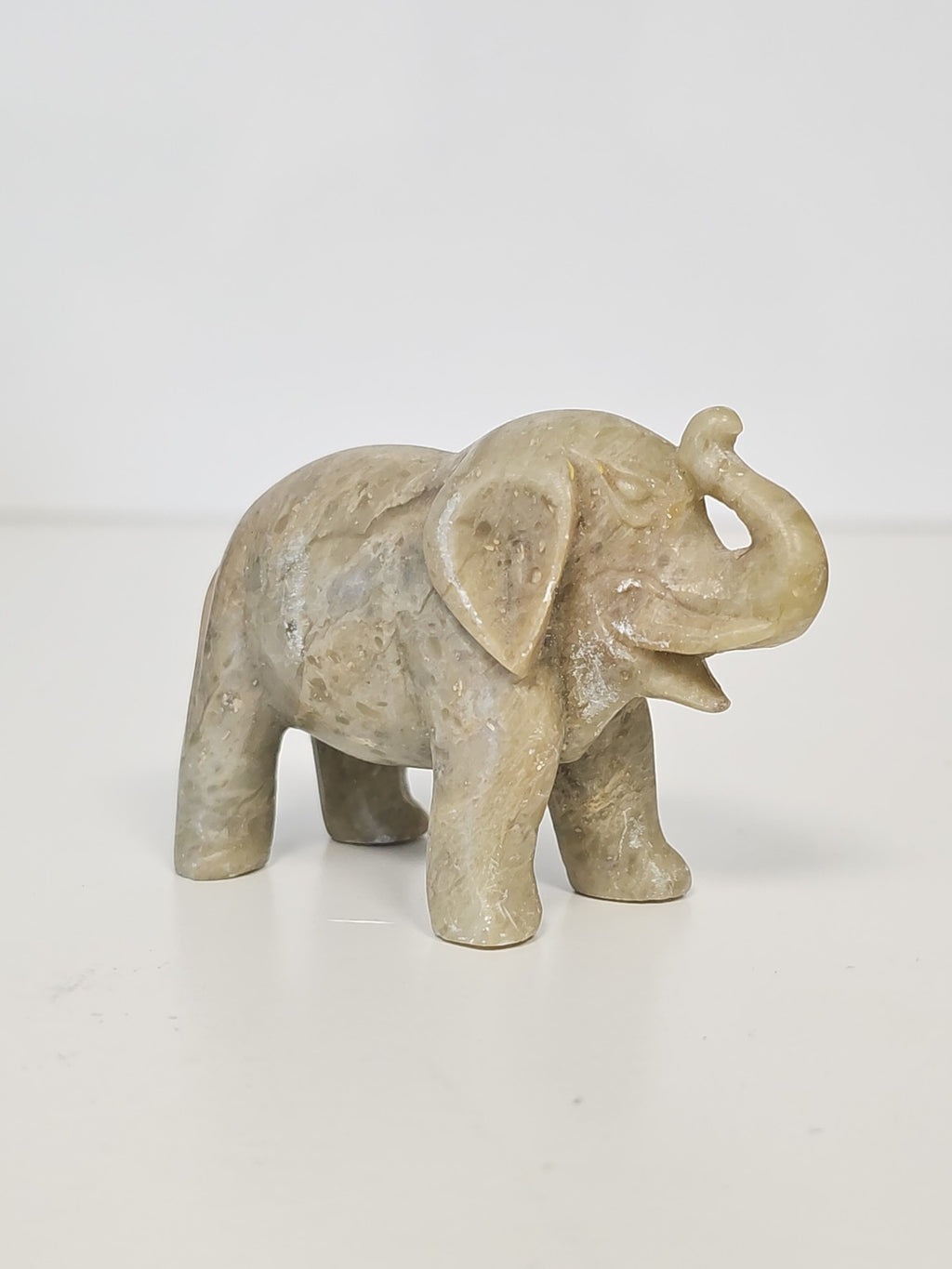 Vintage figurine éléphant ancien en pierre naturelle, objet déco collection rétr