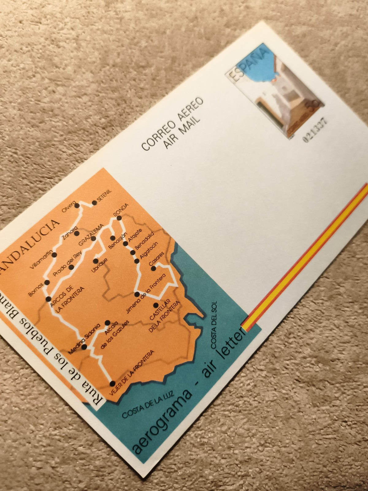Aerogramme Espagne Andalousie carte timbre air mail philatélie (Ref 13)