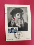 Carte maximum Léonard de Vinci timbre 1962 cachet Amboise philatélie (Ref 1)