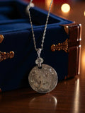 Collier Vintage Pilgrim en métal argenté, pendentif rond gravé c?urs rétro