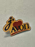Pin's vintage Avon c?ur rouge jaune rétro collection publicitaire ancien