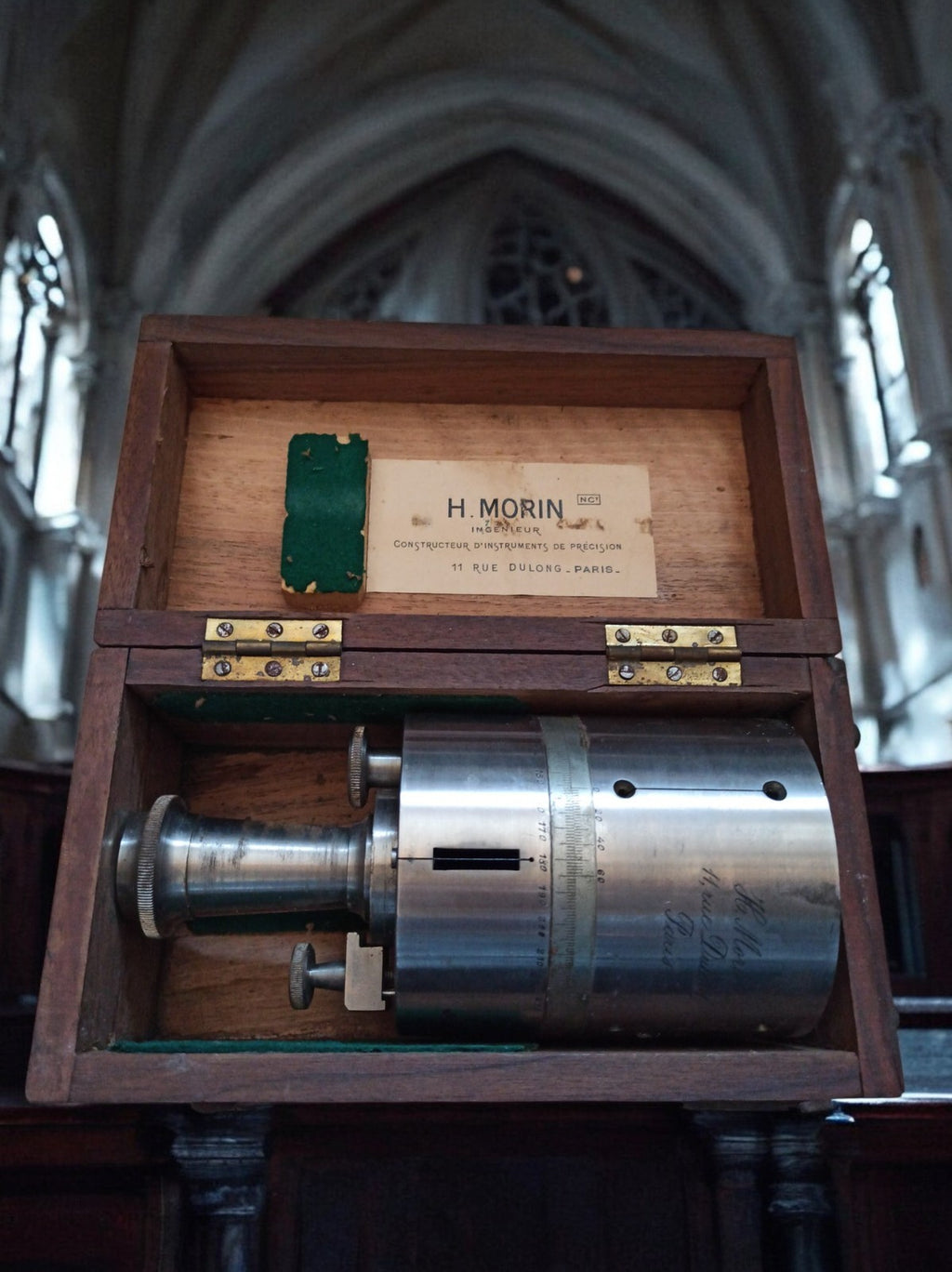Instrument de mesure de précision H. Morin Paris vintage dans coffret bois