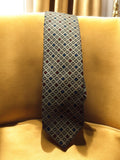 Cravate vintage Soie motif géométrique gris bleu rouge homme rétro élégant