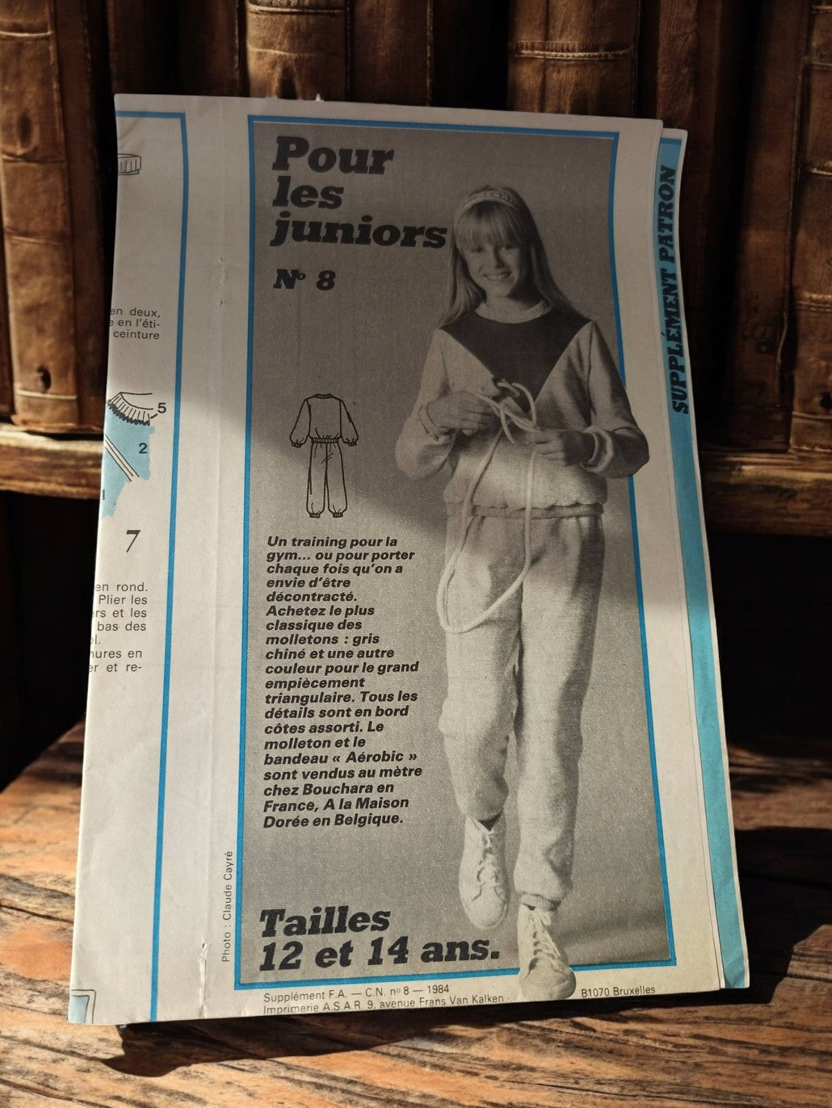 Patron couture vintage junior n°8, années 80, jogging, supplément ancien rétro