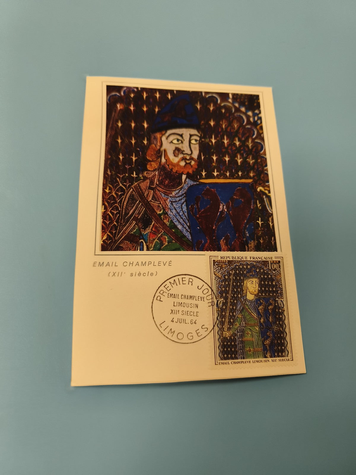 Enveloppe premier jour FDC Limoges Email Champlevé illustration couleur (Ref 11)